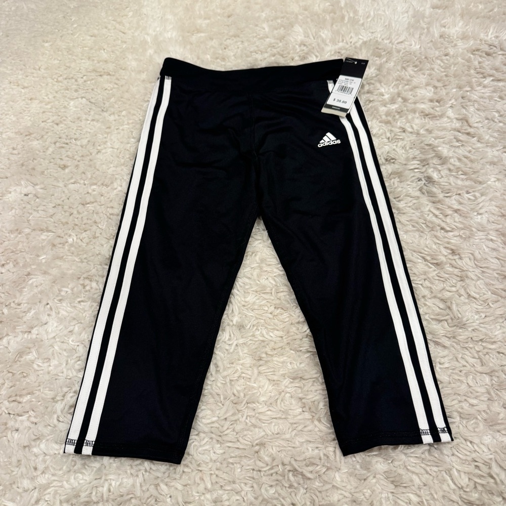 Adidas Girls Black Cropped Athletic Pants